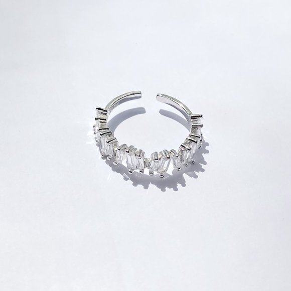 Half Eternity Baguette Band in Sterling Silver - Picture 4 of 6
